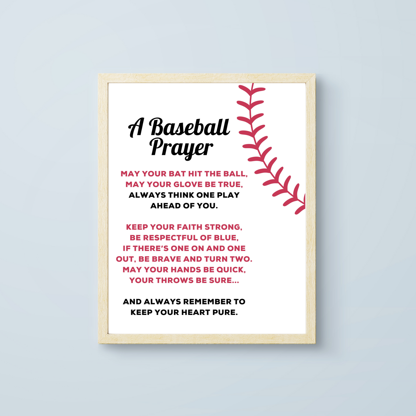 A Baseball Prayer Printable